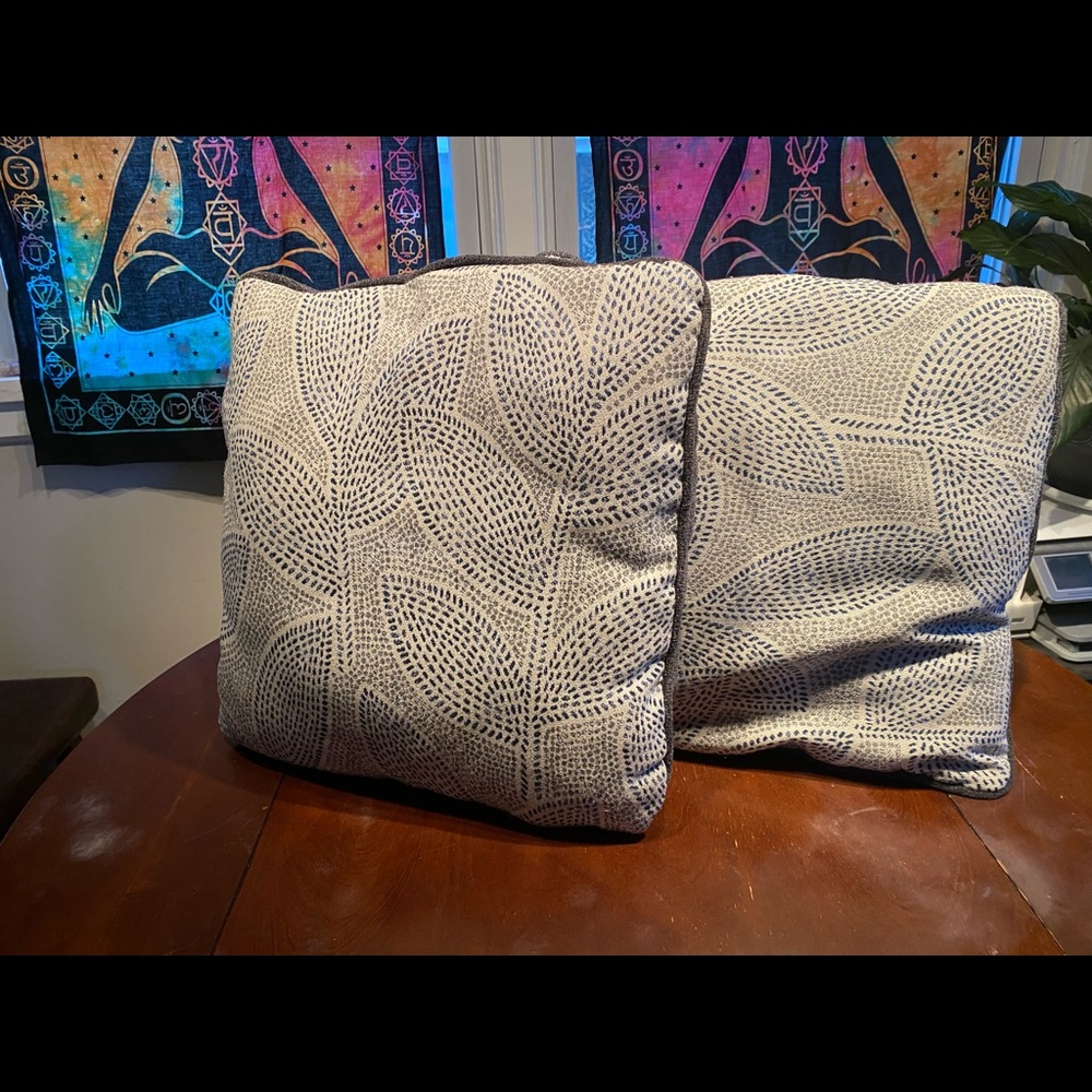 Set of 2 get and white accent pillows